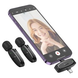 مايكروفون لاسلكي hoco L15 Crystal لاقط رقمي iP + Type-C مع عزل الضوضاء hoco L15 Crystal Wireless Microphone