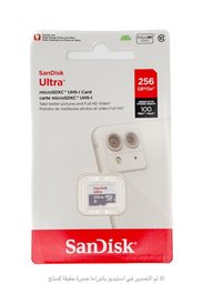 بطاقة ذاكرة SanDisk Ultra microSDXC UHS-I بسرعة 100MB/s - 256GB SanDisk Ultra microSDXC UHS-I 100MB/s 256GB Memory Card