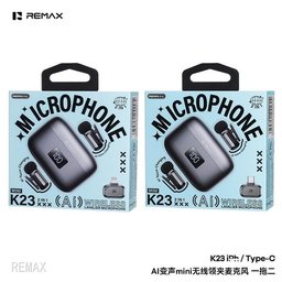 ميكروفون REMAX K23 لاسلكي لافالير مصغّر بتغيير الصوت AI بمنفذ Type-C REMAX K23 Wireless Microphone