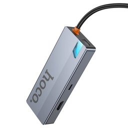 محول hoco HB51 Wow نوع Type-C هب 6 في 1 - نقل 5Gbps وفيديو 4K وشحن PD100W ومنفذ RJ45 hoco HB51 Type-C Hub 6 In 1