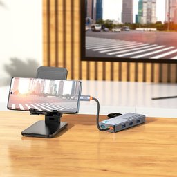 محول hoco HB51 Wow نوع Type-C هب 6 في 1 - نقل 5Gbps وفيديو 4K وشحن PD100W ومنفذ RJ45 hoco HB51 Type-C Hub 6 In 1