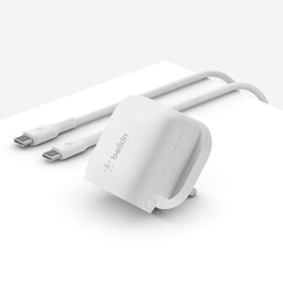 شاحن Belkin BoostCharge جداري USB-C بقوة 20W مع كيبل USB-C بطول 1 متر Belkin USB-C Wall Charger 20W