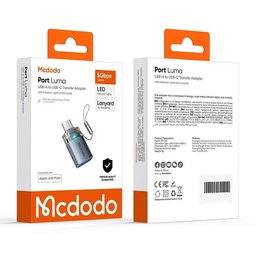 محول Mcdodo OT-7400 من USB-A 3.0 الى USB-C بسرعة 5Gbps مع اضاءة LED Mcdodo OT-7400 Adapter