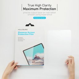 لاصق شفاف بالكامل بدون حواف سوداء من هلوشور ايباد اير 13 نقي واصلي مقاوم للكسر والخدوش HaloSure Clear Screen Protector iPad Air 13 (2024 / 2025 / 2026)
