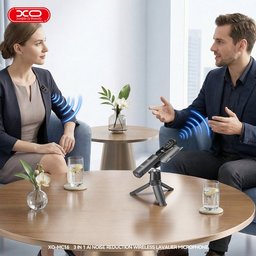 ميكروفون XO MC16 لاسلكي مزدوج بعزل ضوضاء AI مع علبة شحن ذكية ومحول Lightning XO MC16 Wireless Lavalier Microphone