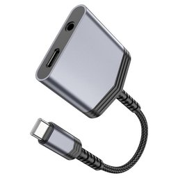 محول صوت hoco LS39 من Type-C إلى Type-C و 3.5 ملم بشريحة DAC وشحن PD 27W hoco LS39 Type-C To 3.5mm Adapter 27W