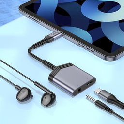 محول صوت hoco LS39 من Type-C إلى Type-C و 3.5 ملم بشريحة DAC وشحن PD 27W hoco LS39 Type-C To 3.5mm Adapter 27W