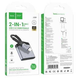 محول صوت hoco LS39 من Type-C إلى Type-C و 3.5 ملم بشريحة DAC وشحن PD 27W hoco LS39 Type-C To 3.5mm Adapter 27W
