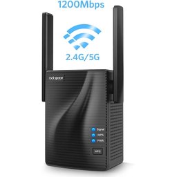 مقوي إشارة الواي فاي rockspace بسرعة 1200 ميجابت في الثانية (AC1200) rockspace 1200Mbps WiFi Repeater (AC1200)-WiFi Range Extender Supports WPS One Button Setup with 2 External Antennas