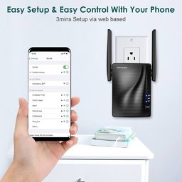 مقوي إشارة الواي فاي rockspace بسرعة 1200 ميجابت في الثانية (AC1200) rockspace 1200Mbps WiFi Repeater (AC1200)-WiFi Range Extender Supports WPS One Button Setup with 2 External Antennas