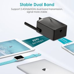 مقوي إشارة الواي فاي rockspace بسرعة 1200 ميجابت في الثانية (AC1200) rockspace 1200Mbps WiFi Repeater (AC1200)-WiFi Range Extender Supports WPS One Button Setup with 2 External Antennas