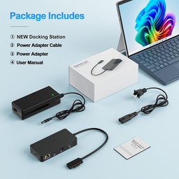 قاعدة توصيل جديدة تدعم ثلاث شاشات بدقة 4K وتردد 60 هرتز (عبر منافذ HDMI وUSB-C وDP) ومتوافقة مع أجهزة Surface Pro. New Dock Triple Displays 4K@60Hz HDMI+USB C+DP Compatible with Surface Pro
