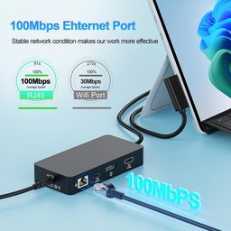 قاعدة توصيل جديدة تدعم ثلاث شاشات بدقة 4K وتردد 60 هرتز (عبر منافذ HDMI وUSB-C وDP) ومتوافقة مع أجهزة Surface Pro. New Dock Triple Displays 4K@60Hz HDMI+USB C+DP Compatible with Surface Pro