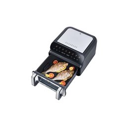 وقلاية هوائية وشواية بيتزا رقمية 5 في 1 من إنتاج شركة بلاك أند ديكر (Black & Decker). A 5-in-1 digital air fryer and pizza oven from Black & Decker.