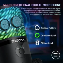 ماونو ميكروفون يو إس بي DM50 Pro MAONO DM50 Programmable USB Condenser Microphone with 3 Polar Patterns and RGB Lighting - Black