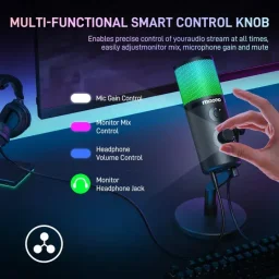 ماونو ميكروفون يو إس بي DM50 Pro MAONO DM50 Programmable USB Condenser Microphone with 3 Polar Patterns and RGB Lighting - Black