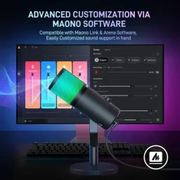 ماونو ميكروفون يو إس بي DM50 Pro MAONO DM50 Programmable USB Condenser Microphone with 3 Polar Patterns and RGB Lighting - Black