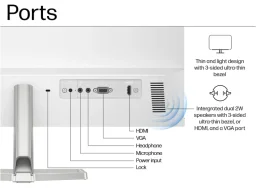 HP شاشة Series 5 524sa قياس 24 بوصة HP Series 5 524sa 23.8-inch FHD IPS Monitor with Speakers – 100Hz
