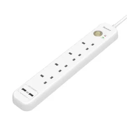 هانتكي SUC507 مشترك كهرباء 2 متر Huntkey SUC507 Surge-Protected Power Strip - 4 UK Outlets + 2 USB-A Ports, 13A/3250W