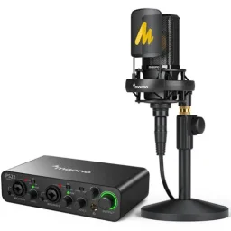 ماونو AU-PM500T ميكروفون استوديو مكثف قلبي احترافي إكس إل آر - أسود MAONO AU-PM500T Professional 34mm Large-Diaphragm Cardioid XLR Condenser Studio Microphone Kit - Black