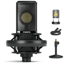 ماونو AU-PM500T ميكروفون استوديو مكثف قلبي احترافي إكس إل آر - أسود MAONO AU-PM500T Professional 34mm Large-Diaphragm Cardioid XLR Condenser Studio Microphone Kit - Black