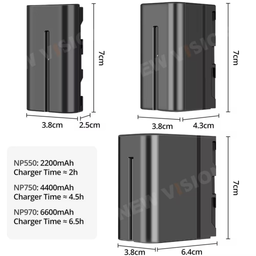 NP-F970/NP-F750/NP-F550 Lithium Battery with USB Charging Cable NP-F970/NP-F750/NP-F550 Lithium Battery with USB Charging Cable
