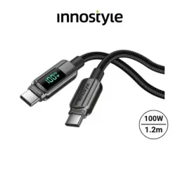 كابل شحن سريع من USB-C إلى لايتنينغ من إننوستايل، طول 1.2 متر، بقدرة 30 واط Innostyle USB-C to USB-C 100W Fast Charging Cable with LED Power Display