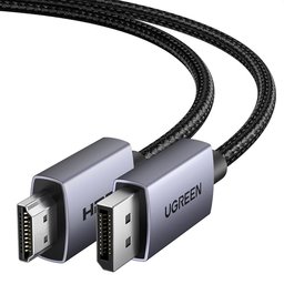 كابل UGREEN من DisplayPort إلى HDMI (أحادي الاتجاه: من مصدر DisplayPort إلى شاشة HDMI فقط) - دقة 4K - طول 1 متر UGRREN DP-HDMI Cable One-Way, DisplayPort Source to HDMI Monitor Only 4K 1M
