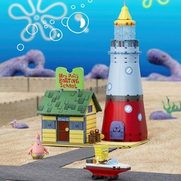 مكعبات سبونج بوب – مدرسة قيادة السيدة بف مع المنارة SpongeBob Mrs. Puff's Boating School and Lighthouse Building Blocks