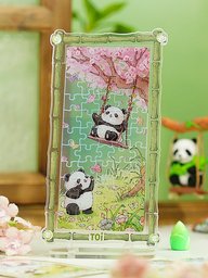 بازل باندا داخل إطار أكريليك – 55 قطعة Panda Acrylic Frame Puzzle - 55 Pieces
