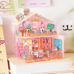 بيت الجرو الوردي – بازل أكريليك ثلاثي الأبعاد 76 قطعة Pink Puppy House 3D Acrylic Puzzle - 76 Pieces
