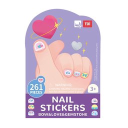 ملصقات أظافر بفيونكات وقلوب وأحجار لامعة – 261 قطعة Bow, Heart and Sparkling Gem Nail Stickers - 261 Pieces
