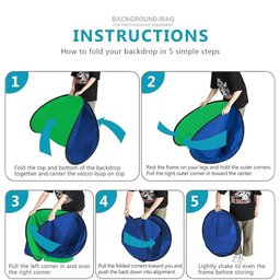 Collapsible Backdrop 1.5x2m / 2-in-1 (Blue&Green) Collapsible Backdrop 1.5x2m / 2-in-1 (Blue&Green)