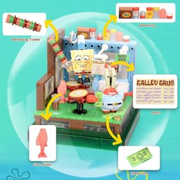مطعم مستر سلطع مع صندوق عرض أكريليك SpongeBob Krusty Krab Restaurant with Acrylic Display Box