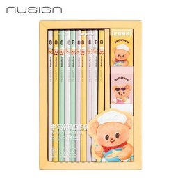 طقم 10 أقلام رصاص وممحاتين بتصميم الدب اللطيف 10 Pencils with 2 Cute Bear Erasers