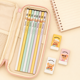 طقم 10 أقلام رصاص وممحاتين بتصميم الدب اللطيف 10 Pencils with 2 Cute Bear Erasers