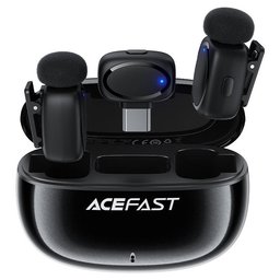 مايكروفون لاسلكي acefast R2 لاقط مزدوج مع علبة شحن - التقاط صوت 360 درجة acefast R2 Wireless Microphone