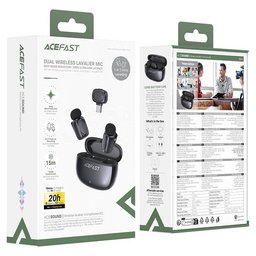 مايكروفون لاسلكي acefast R2 لاقط مزدوج مع علبة شحن - التقاط صوت 360 درجة acefast R2 Wireless Microphone