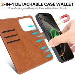 كفر دفتري ماك سيف قابل للفصل مع محفظة لجهاز ايفون 17 برو ماكس Dekker Case iPhone 17 Pro Max