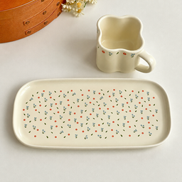 طقم كوب وصحن سيراميك وردة التوليب – 120 مل Tulip Ceramic Cup and Plate Set – 120 ml