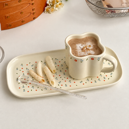 طقم كوب وصحن سيراميك وردة التوليب – 120 مل Tulip Ceramic Cup and Plate Set – 120 ml