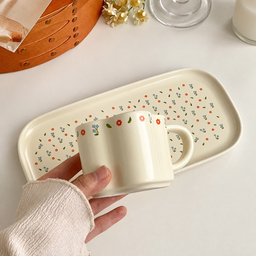 طقم كوب وصحن سيراميك وردة التوليب – 120 مل Tulip Ceramic Cup and Plate Set – 120 ml
