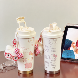 كوب سفر هيلو كيتي برسومات متكررة مع تعليقة Hello Kitty Patterned Travel Mug with Charm