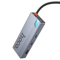 محول hoco HB52 Wow نوع Type-C هب 8 في 1 - نقل 5Gbps وفيديو 4K وشحن PD100W ومنفذ RJ45 وقارئ SD/TF hoco HB52 Wow Type-C Hub 8 In 1