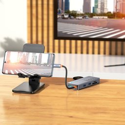 محول hoco HB52 Wow نوع Type-C هب 8 في 1 - نقل 5Gbps وفيديو 4K وشحن PD100W ومنفذ RJ45 وقارئ SD/TF hoco HB52 Wow Type-C Hub 8 In 1