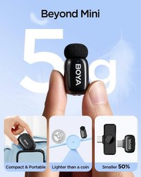 مايكروفون لاسلكي BOYA mini 2 لاقطة مزدوج Type-C مع علبة شحن وعزل ضوضاء AI BOYA Mini 2 Wireless Microphone