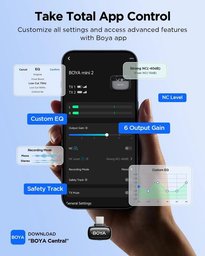 مايكروفون لاسلكي BOYA mini 2 لاقطة مزدوج Type-C مع علبة شحن وعزل ضوضاء AI BOYA Mini 2 Wireless Microphone