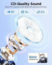 مايكروفون لاسلكي BOYA mini 2 لاقطة مزدوج Type-C مع علبة شحن وعزل ضوضاء AI BOYA Mini 2 Wireless Microphone