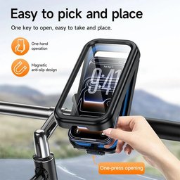 حامل موبايل hoco H95 للدراجة الهوائية والنارية مقاوم للماء IPX4 بحافظة مغلقة وشاشة لمس شفافة hoco H95 Bendito Bike Holder