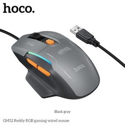 ماوس Gaming سلكي hoco GM52 بدقة 12800 DPI ومعدل 1000Hz و6 أزرار وإضاءة RGB hoco GM52 Gaming Mouse